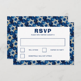 Star of David Watercolor Custom Bar Bat Mitzvah RSVP Card