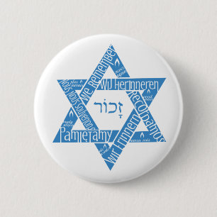 Star of David "We Remember - Never Again" Pinback Button