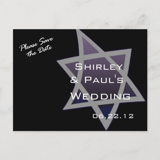 Star of David Wedding Postcard (Front)