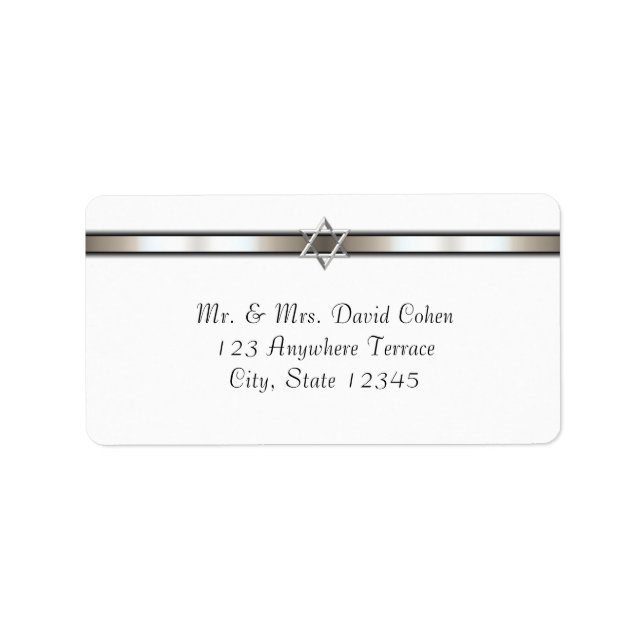 Star of David White Address Label (Front)