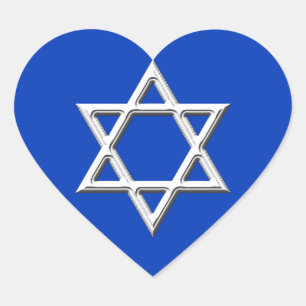 Star of David-White Heart Sticker