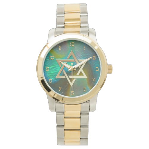 Star of David with Abalone Background Watch