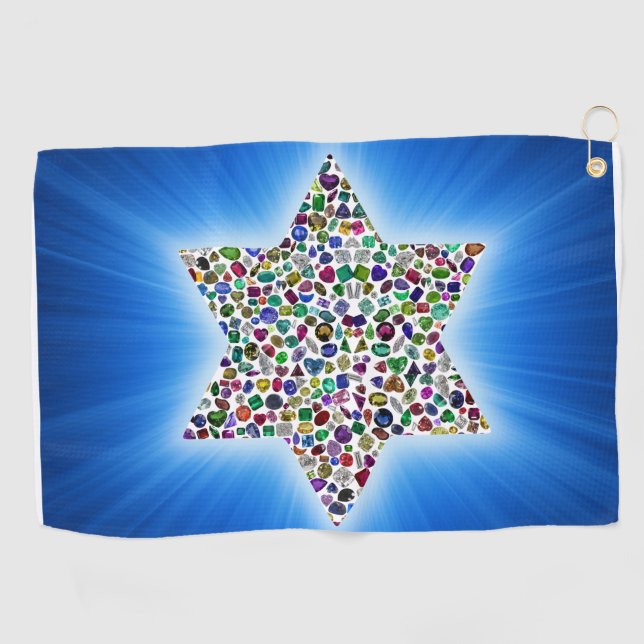 Star of David with Gemstones Golf Towel (Horizontal)
