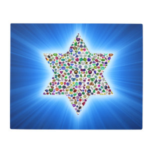 Star of David with Gemstones Metal Print