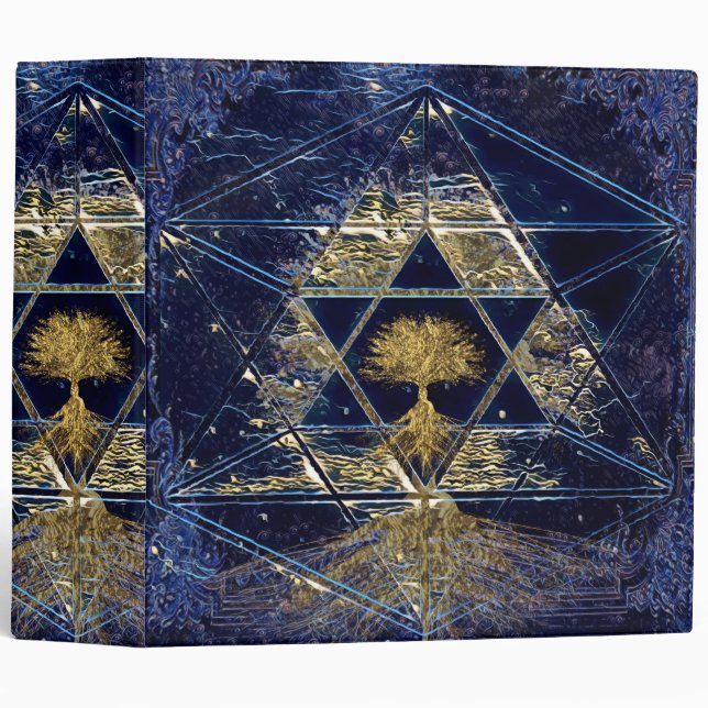 Star of David with Gold Tree of Life 3 Ring Binder (Front/Spine)