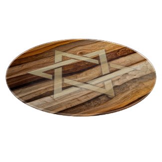 Star of David Wood Board Effect Round Glass Board