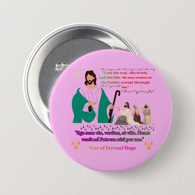 Star of Eternal Hope light pink Button (Front & Back)