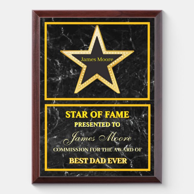 Star of fame award plaque (Vertical)