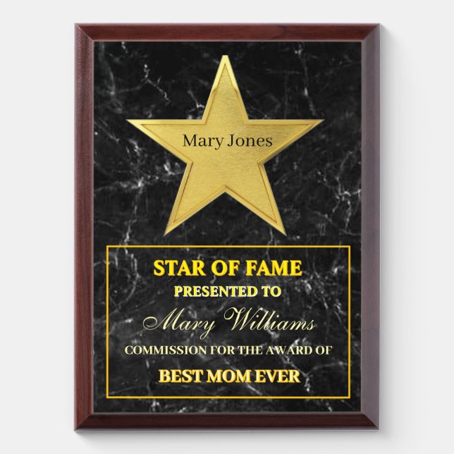 Star of fame award plaque (Vertical)