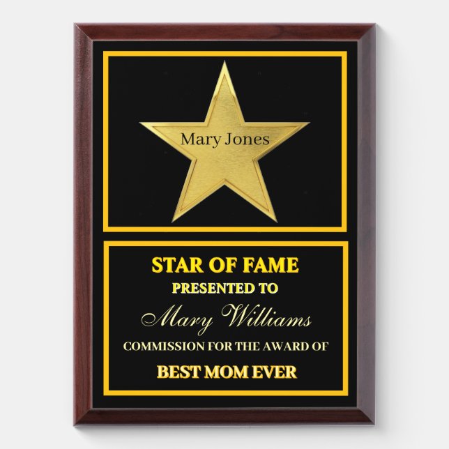 Star of fame award plaque (Vertical)