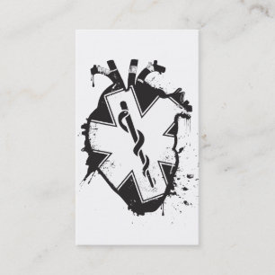 star of life anatomical heart business card