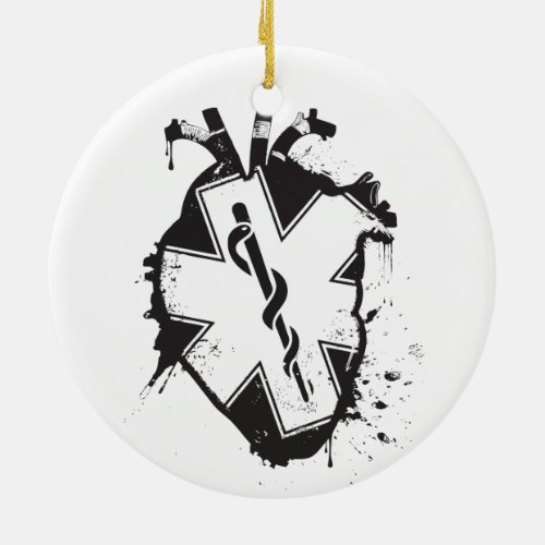 star of life anatomical heart ceramic ornament