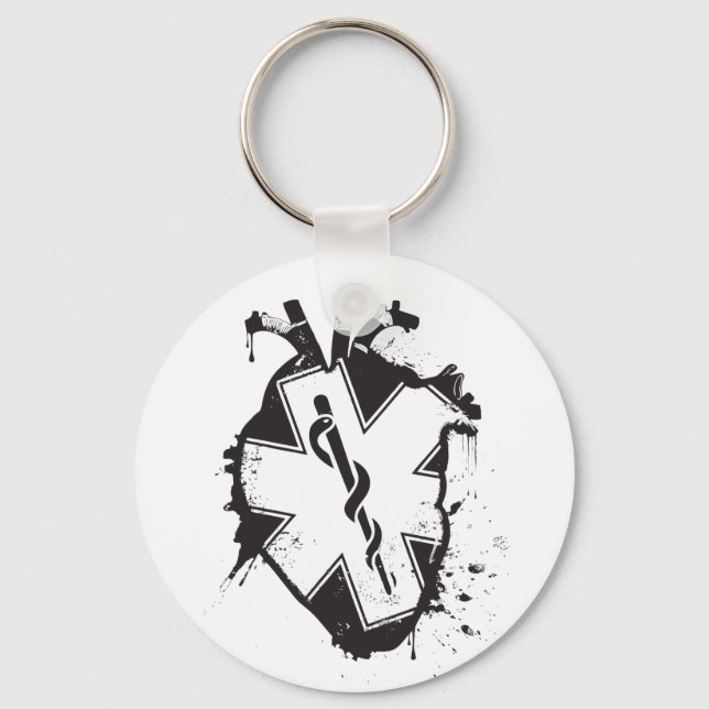 star of life anatomical heart keychain (Front)