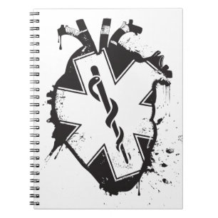 star of life anatomical heart notebook