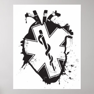 star of life anatomical heart poster