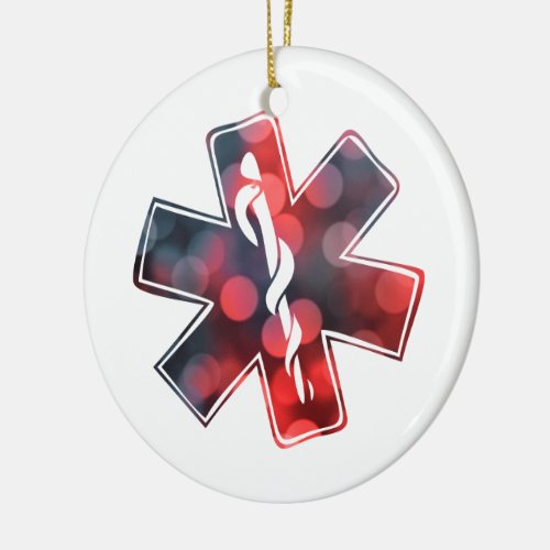 star of life bokeh ceramic ornament