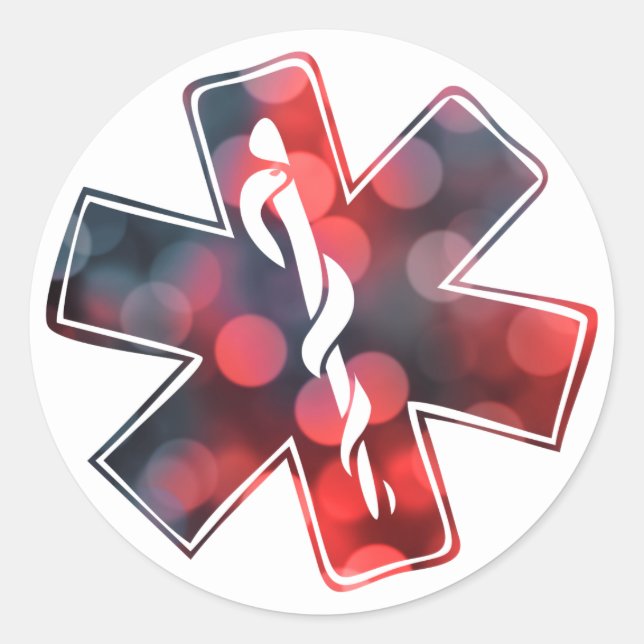 star of life bokeh classic round sticker (Front)