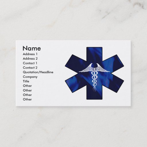 Customizable Star of Life Business Card