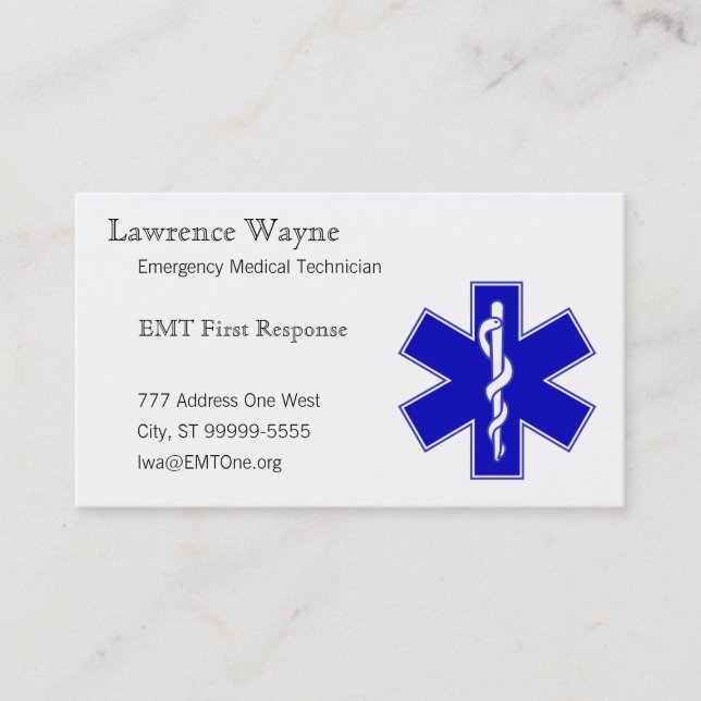 Star of Life Business Card (Front)