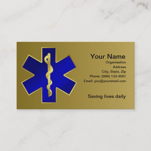 Customizable Star of Life Business Card