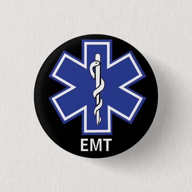 Star of Life EMS Emergency Medical Technician Button (Front)