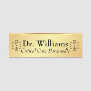 Star of Life EMT Paramedic Personalized EMS Gold Name Tag