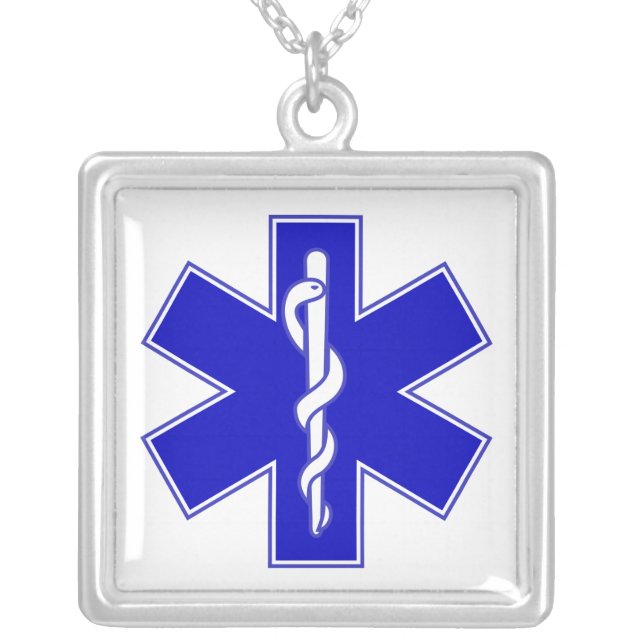 Star of Life / EMT Silver Plated Necklace (Front)