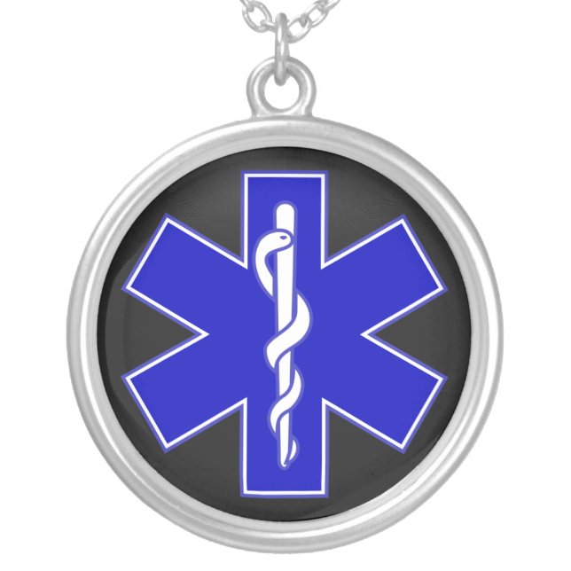 Star of Life / EMT Silver Plated Necklace (Front)