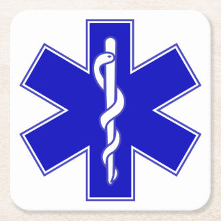 Star of Life (EMT) Square Paper Coaster