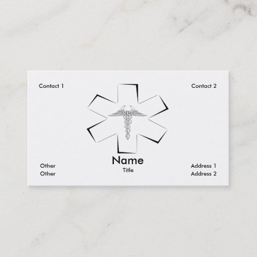 Customizable Star of Life Outline Business Card