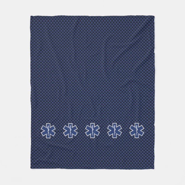 Star of Life Paramedic Carbon Fiber Style Fleece Blanket (Front)