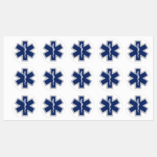Star of Life Paramedic Carbon Fiber Style Labels (Sheet)