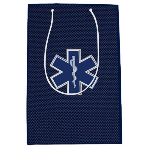 Star of Life Paramedic Carbon Fiber Style Medium Gift Bag