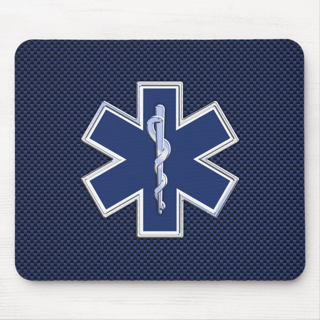 Star of Life Paramedic Carbon Fiber Style Mouse Pad (Front)