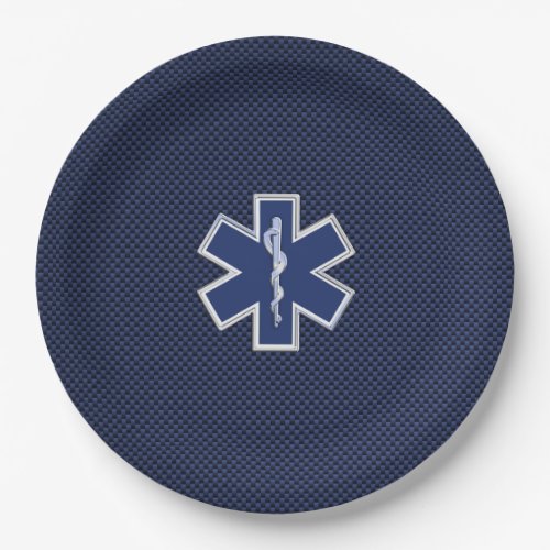 Star of Life Paramedic Carbon Fiber Style Paper Plates