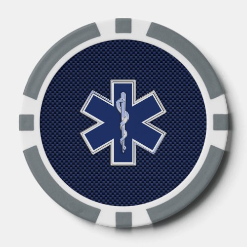 Star of Life Paramedic Carbon Fiber Style Poker Chips