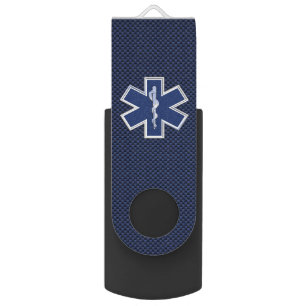 Star of Life Paramedic Carbon Fiber Style USB Flash Drive