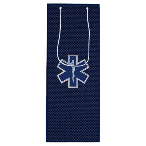 Star of Life Paramedic Carbon Fiber Style Wine Gift Bag