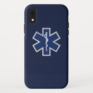 Star of Life Paramedic Emergency Blue Carbon Style iPhone XR Case