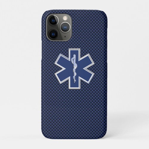 Star of Life Paramedic Emergency Blue Carbon Style iPhone 11 Pro Case