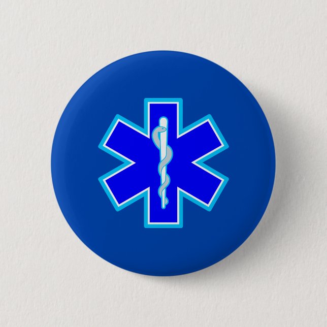 Star of Life Paramedic Emergency Medical Services Pinback Button (Front)