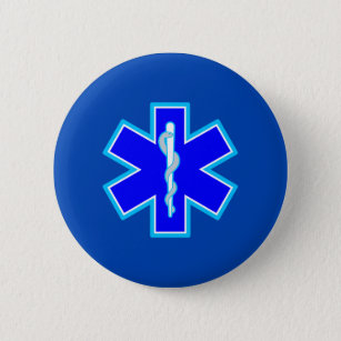 Star of Life Paramedic Emergency Medical Services Pinback Button