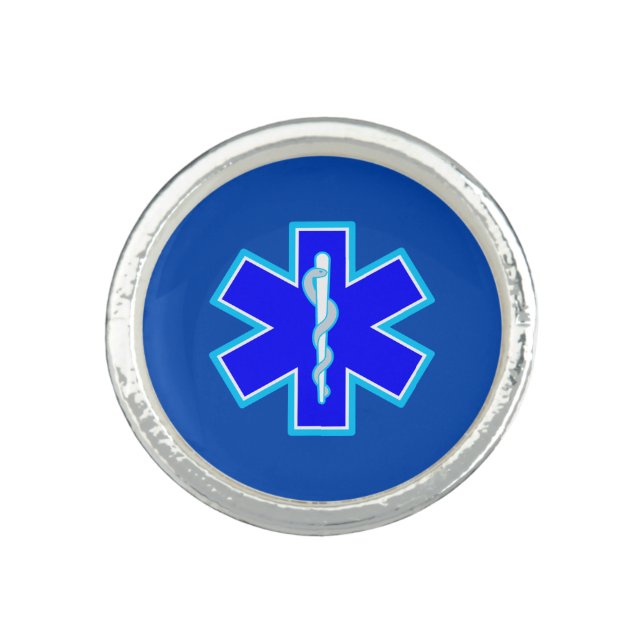 Star of Life Paramedic Emergency Medical Services Ring (Front)