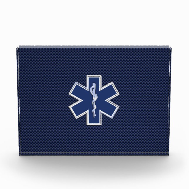 Star of Life Paramedic EMS on Blue Carbon Fiber Award (Front)
