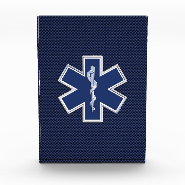Star of Life Paramedic EMS on Blue Carbon Fiber Award (Front)