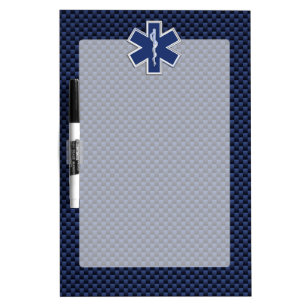 Star of Life Paramedic EMS on Blue Carbon Fiber Dry Erase Board