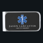 Star of Life Paramedic EMT Custom Name Silver Finish Money Clip<br><div class="desc">A great gift for a EMT/EMS professional. Money clip features a slate gray background and a classic dentistry symbol.

 Underneath this is a spot for your's or your gift recipient's name and a second line for optional information.</div>