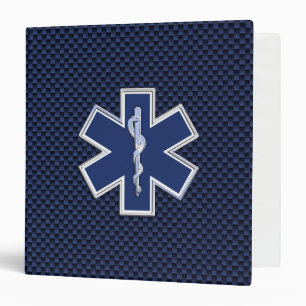 Star of Life Paramedic on Navy Blue Carbon Fiber Binder