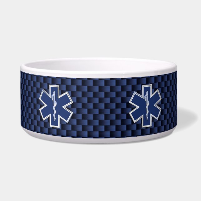Star of Life Paramedic on Navy Blue Carbon Fiber Bowl (Front)