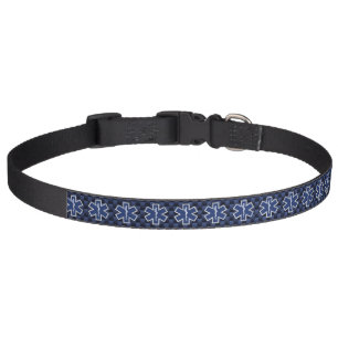 Star of Life Paramedic on Navy Blue Carbon Fiber Pet Collar
